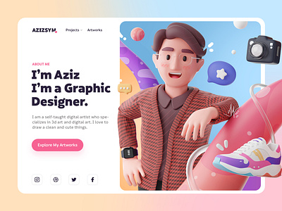 3D Character - Landing Page 3d animation character design graphic design header hero hero illustration hero image illustration landing page ui uiux ux website