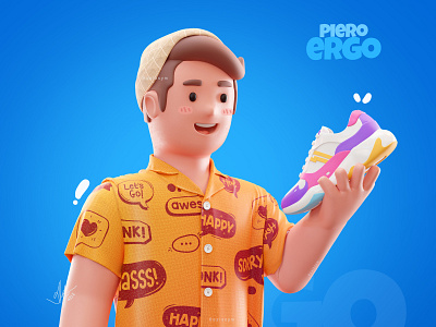 The Sneakers Boy 3d 3d character 3d illustration 3dart blender c4d character character design design hero illustration mascot octane persona photoshop render sneakers
