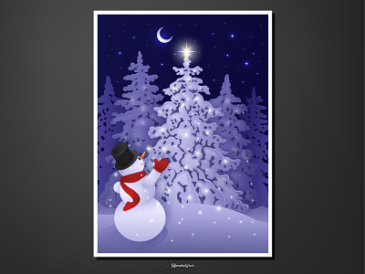 Christmas has arrived! arrived art beautiful blue christmas happy illustration sky snow snowman star