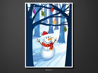 Happy Snowman arrived art beautiful christian christmas design fun gift happy illustration snow snowman vector