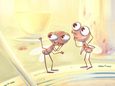 Flies and jam childrenbookillustration kidillustration ui