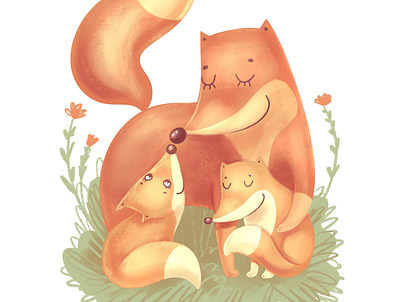 fox family childrenbookillustration kidillustration