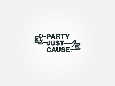 Party Just Cause // Wordmark branding charity devil horns events hands infinity logo mark music rock out