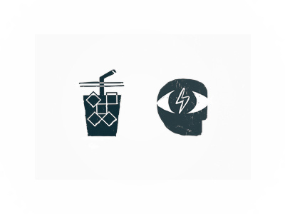 rough style experiment beans coffee cold coffee eye face grunge iced coffee icons lightning logo