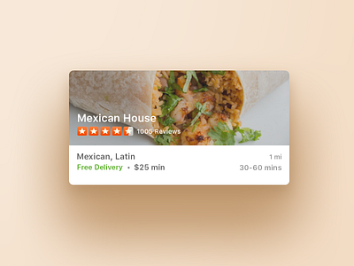 Restaurant list card clean design eat24 food ios minimal mobile ui