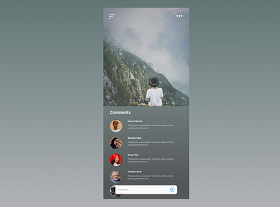 Comment section for project app branding comments design app icon mountains typography ui