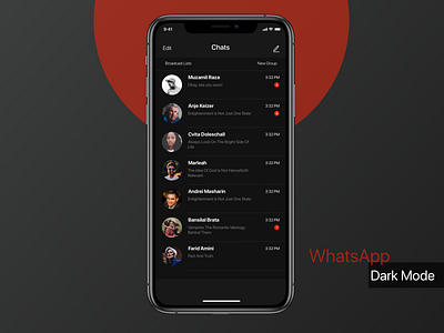 WhatsApp Dark Mode, iOS Apple app dark dark mode dark ui design typography ui