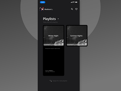 Playlist app Dark mode UI for iOS app branding dark dark mode dark ui design design app dribbble best shot typography