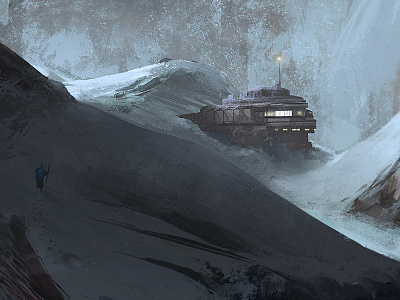 Winter Research Facility Concept art concept art design digital environment illustration painting