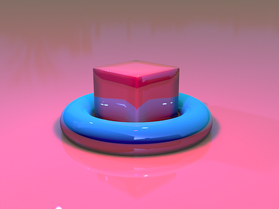 Floaty Cube 3d cute design fun illustration render shapes