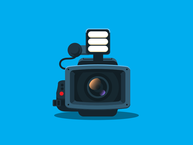 Cam Time 2d art camera design flat icon illustration shadow vector