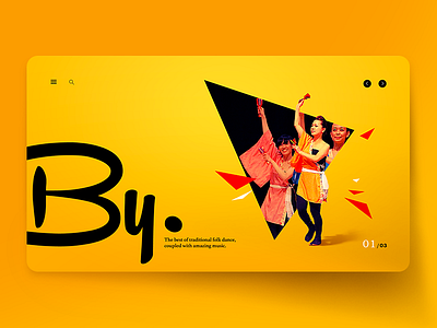 By. card composition design header imagery interface layout typography yellow