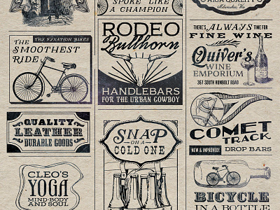 Old-timey Cyclist Newspaper advertisements beer bicycle bike leather newspaper puns vintage