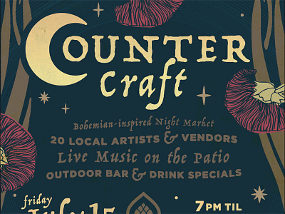 Counter Craft Night Market art nouveau craft event flower magic poster witchy