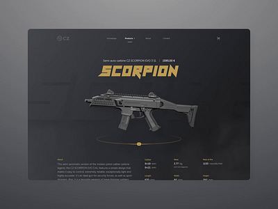 Firearm product detail concept animation ecommerce eshop firearm firearms gun guns gunshop hero product detail product page store typeface ui video weapon weapons web webdesign