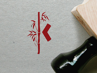 bamboo-k logo bamboo bw engraving k lined stamp
