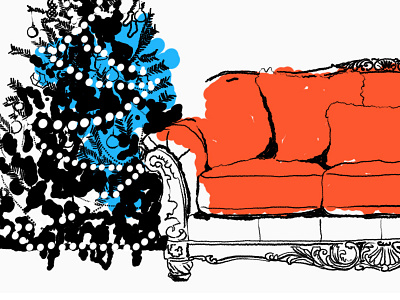 Christmas Stories bw christmas drawing sofa