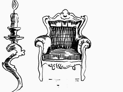 Chair 3, Charles John Huffam Dickens bw chair engraving illustration lamp lined reading