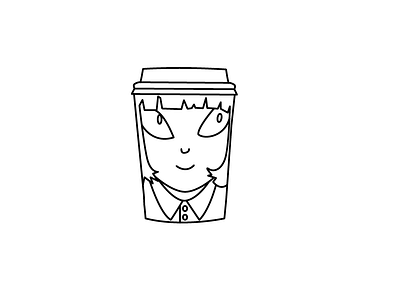 Espresso People 02 bw character coffee drawing lined mug