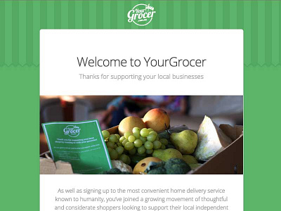 YourGrocer Welcome Email