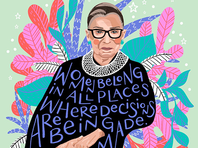 Ruth Bader Ginsburg Portrait illustration illustrator lettering portrait