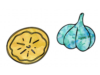 Lemon Garlic Bros adobe illustrator clip art food food illustration illustration vectors watercolor