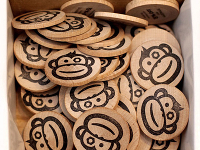 Hand stamped wooden tokens brand branding handmade logo stamp