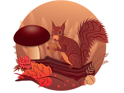 Autumn autumn fall illustration squirrel vector
