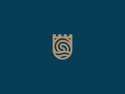 Swirly Whirly branding castle identity logo mark shield water