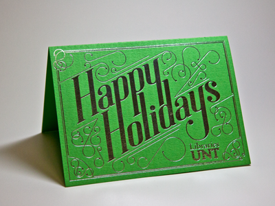 Libraries Holiday Card foil holiday card lettering stamp swash typography