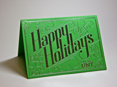 Libraries Holiday Card holiday card typography foil stamp lettering swash