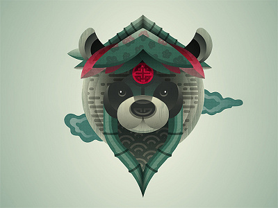 Panda animal bamboo china face geometry illustration panda pattern shape
