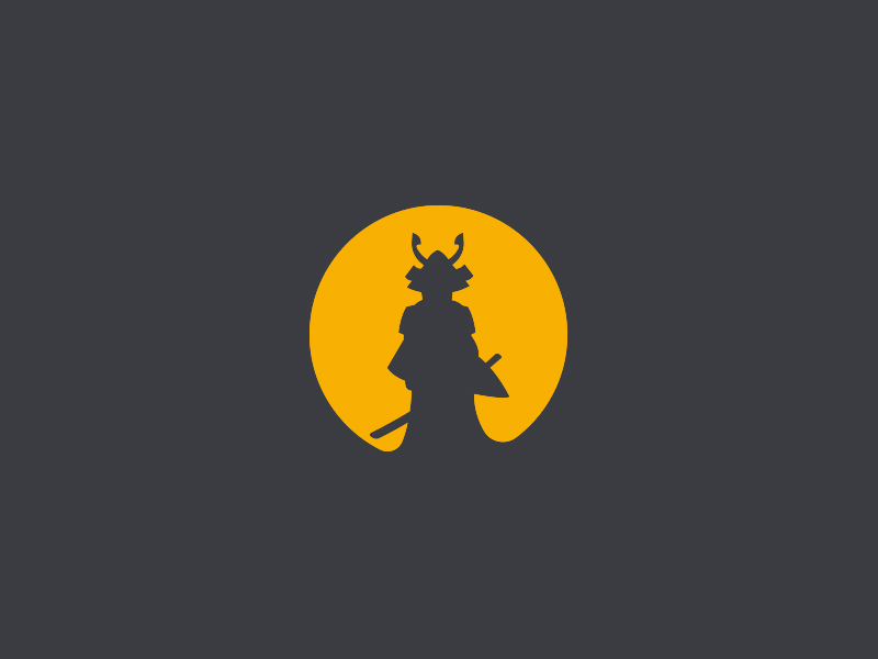 negative space samurai logo