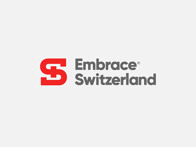 Embrace Switzerland Logo cross eddy embrace letter logo mark modern nature outdoor sport swiss travel