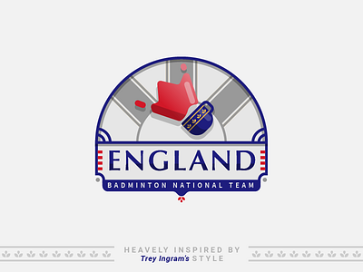 Bad Crest #1 - England badcrest badge badminton country crest england illustration london national shuttle sport tea