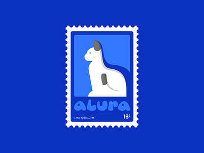 Alura - My cat animal cat cute design dribbble eddy flat france geometry illustration letter lettering pet postal pyrenees stamp typography vector warmup weekly