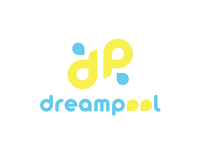 Dreampool - Logo Design blue brand branding colorful design drop flatlogo graphic design icon illustrator logo logomark logotype minimal pool rubber ring simple vector water yellow