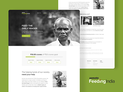 Zomato Feeding India - Website campaign coronavirus covid19 daily wager donation feeding india food help hunger impact india lockdown support ui web website zomato