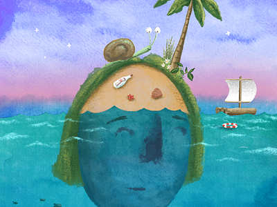 Find an island adrift ep illustration island ocean sea