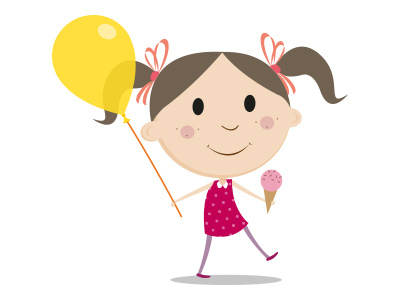 Ice-cream girl balloon icecream illustration