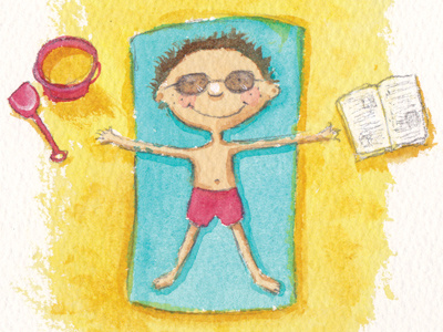 Chilling on the beach beach illustration summer watercolour