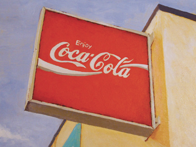 Coke sign acrylic branding coca cola painting signage texture vintage