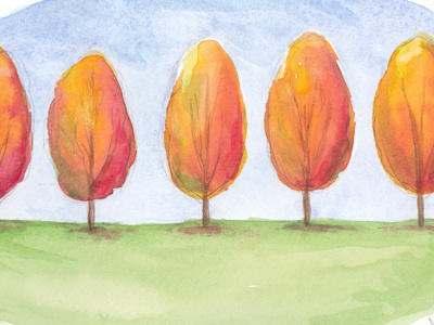 Autumn avenue autumn colour fall illustration trees watercolour