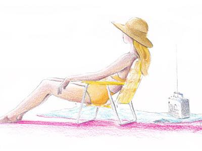 Poolside illustration pencil summer swimwear watercolour