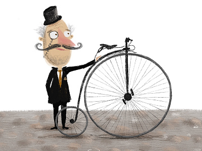 Penny Farthing bicycle character design concept art illustration penny farthing procreate