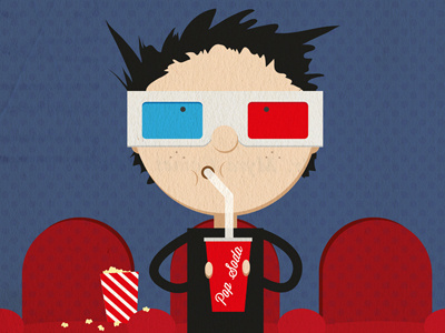 David the Little Film Critic character illustration minimal retro vector