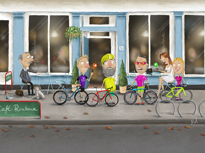 Coffee Break athlete cafe character coffee cyclist digital digital illustration drawing illustration procreate roubaix street
