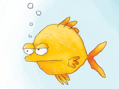 Just another day in the fish bowl digital drawing goldfish illustration wacom