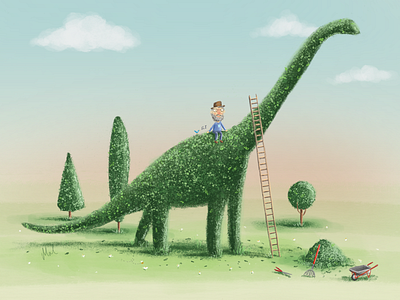 Topiary Dinosaur digital dinosaur drawing garden gardening illustration topiary