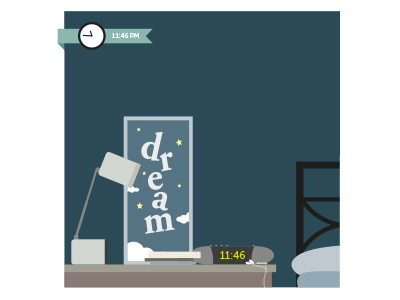 Bedside Table illustration minimal night vector